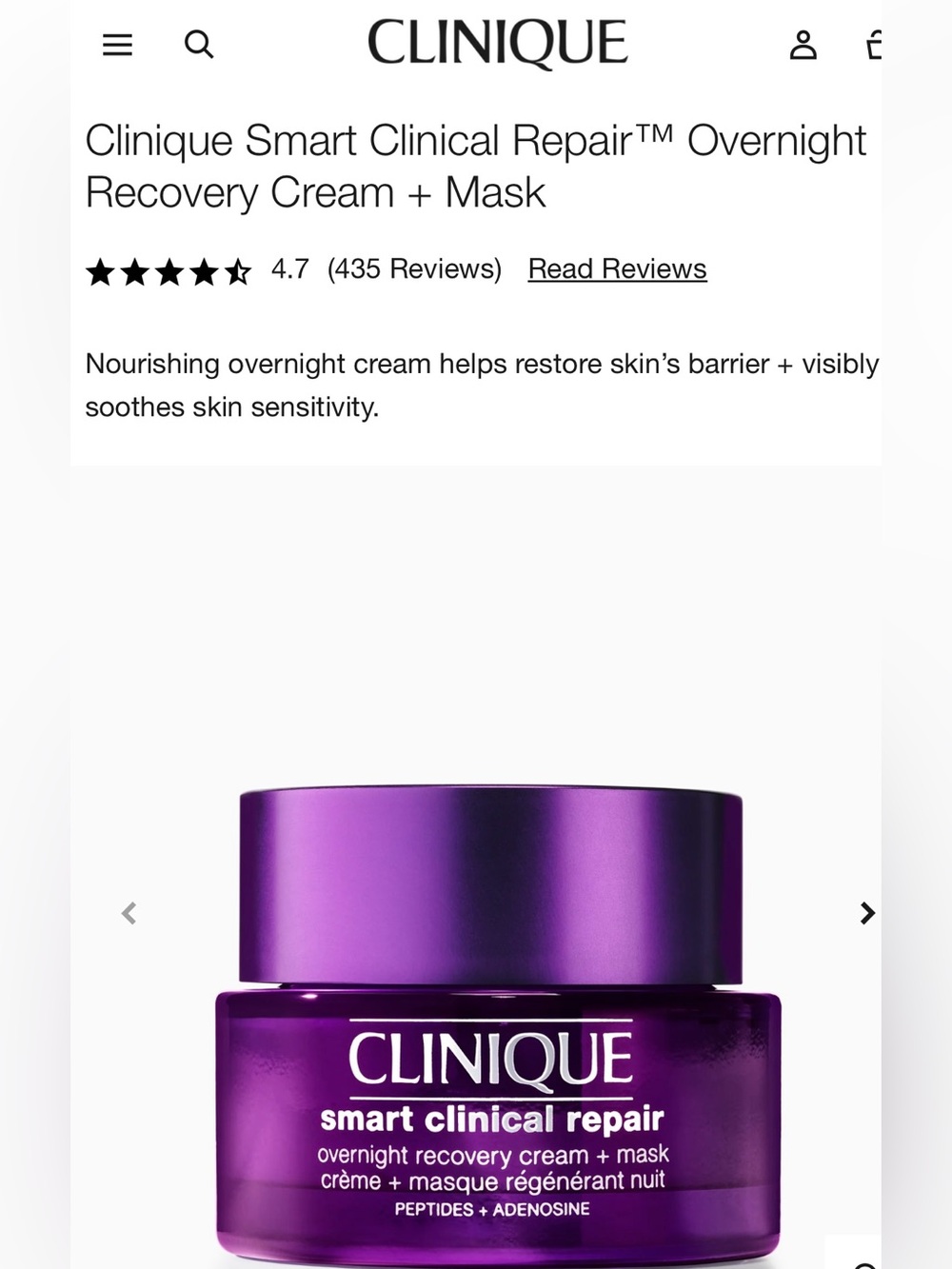 Clinique Smart Clinical Repair Overnight Cream + Mask - 0.17oz/5ml
